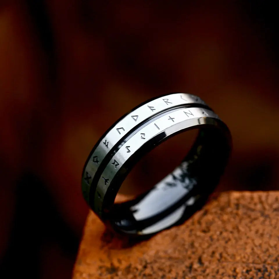 Runes Engraved Stainless Steel Ring VRAFI