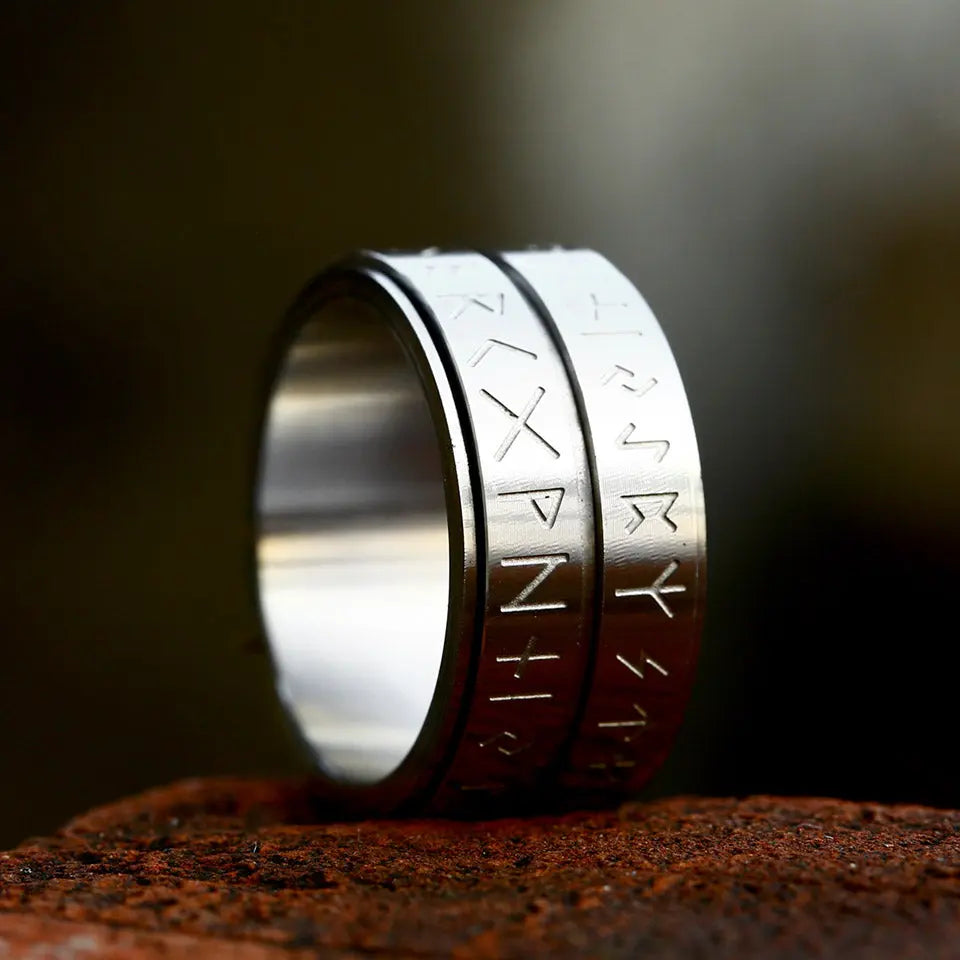 Runes Engraved Stainless Steel Ring VRAFI