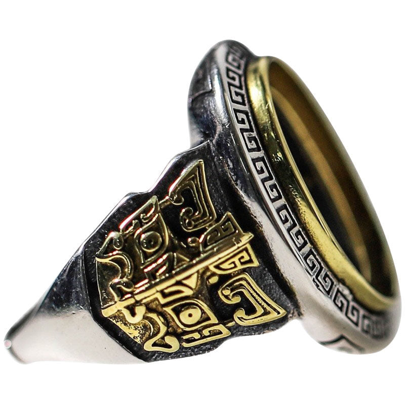 925 Sterling Silver Western Tribal Wide Band Ring