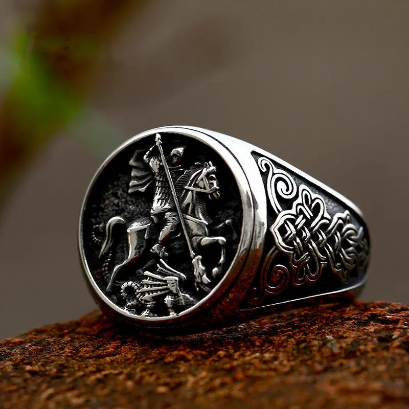 Saint George and the Dragon Stainless Steel Ring VRAFI