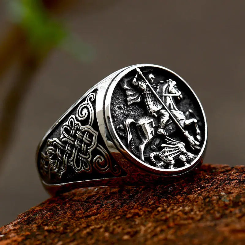 Saint George and the Dragon Stainless Steel Ring VRAFI