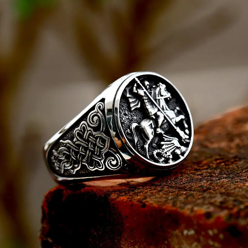 Saint George and the Dragon Stainless Steel Ring VRAFI