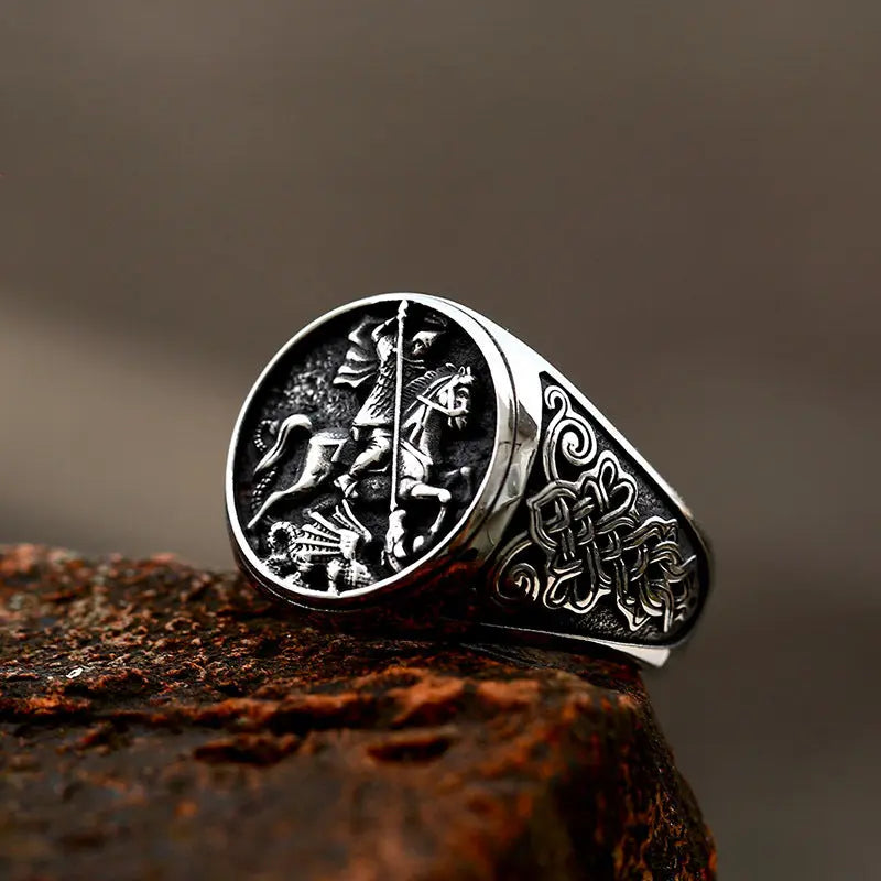 Saint George and the Dragon Stainless Steel Ring VRAFI