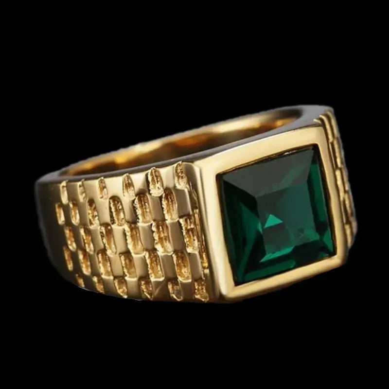 Sapphire-Emerald Brick Style Ring VRAFI