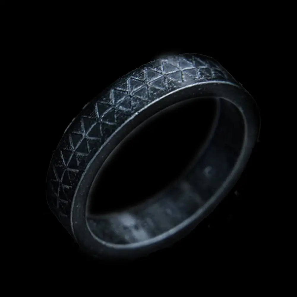 Sawtooth Pattern Stainless Steel Vintage Ring - Vrafi Jewelry