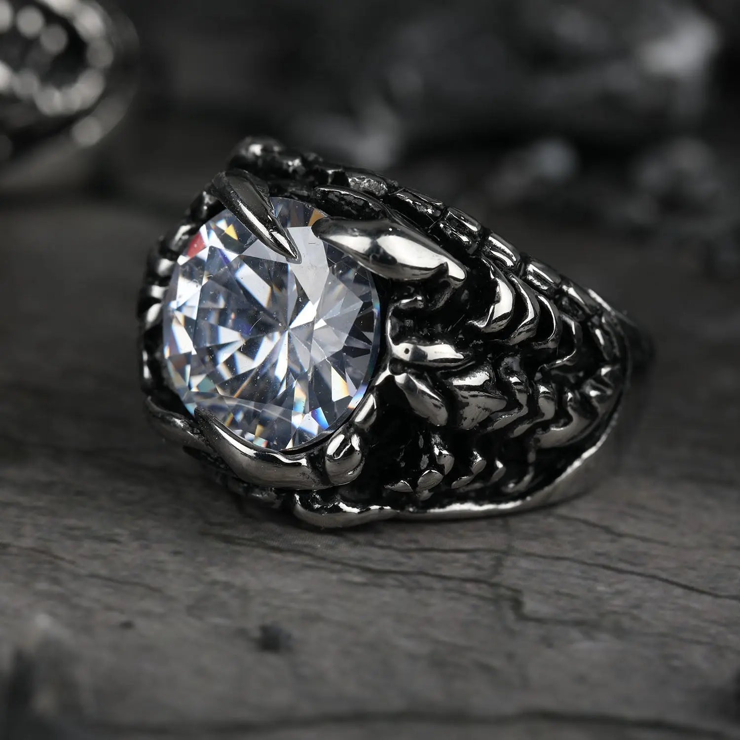 Scorpion Inlaid Gemstone Stainless Steel Ring VRAFI