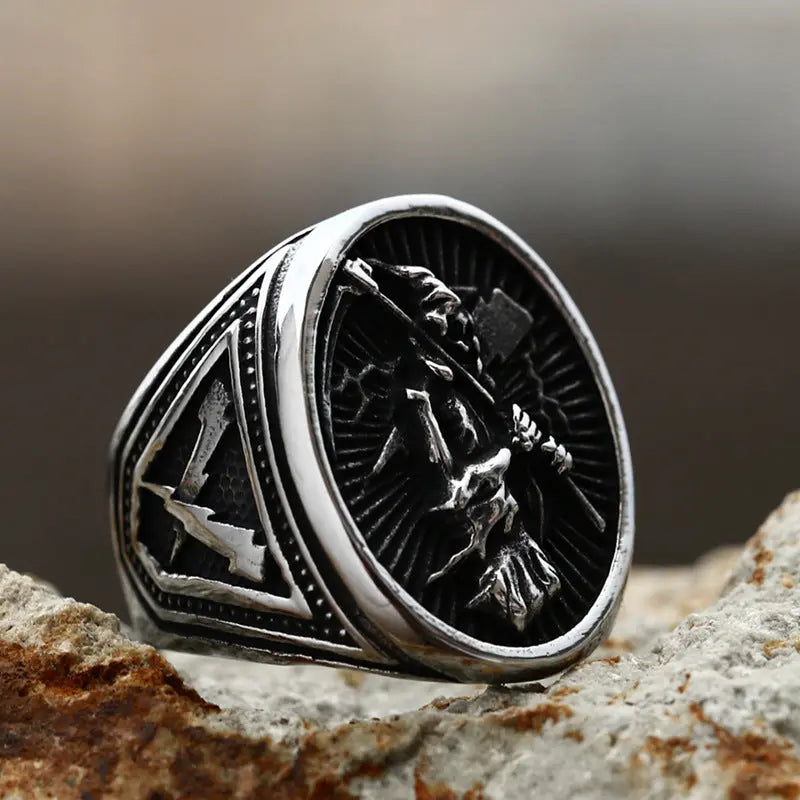 Scythe Skeleton Death Stainless Steel Ring VRAFI