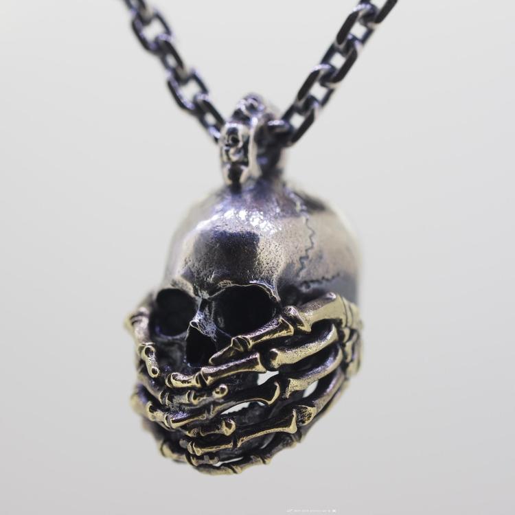 See No Evil Hear No Evil Speak No Evil Skull Pendant Necklace