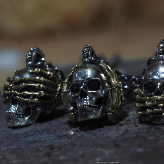 See No Evil Hear No Evil Speak No Evil Skull Pendant Necklace