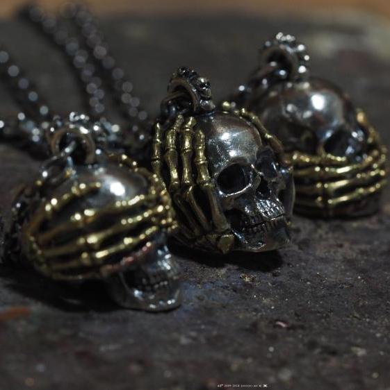 See No Evil Hear No Evil Speak No Evil Skull Pendant Necklace