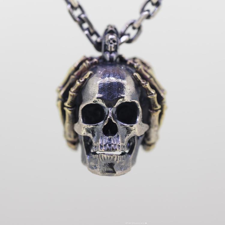 See No Evil Hear No Evil Speak No Evil Skull Pendant Necklace