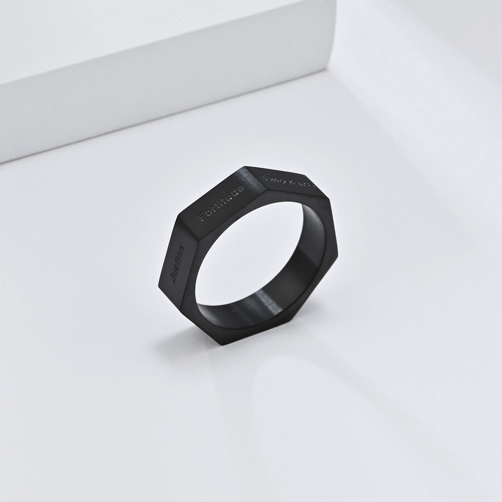 Anillo de sello de acero inoxidable tallado minimalista