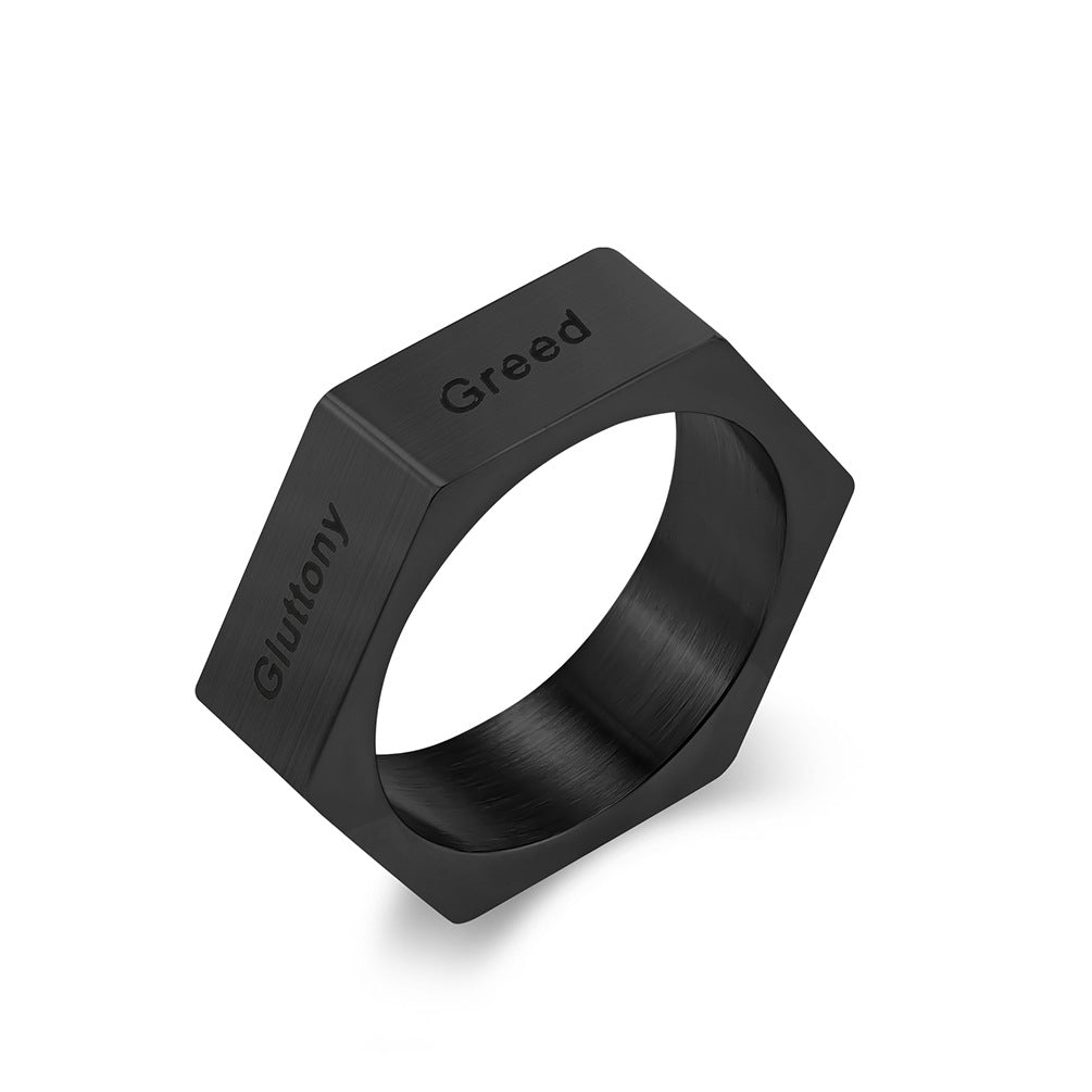 Anillo de sello de acero inoxidable tallado minimalista
