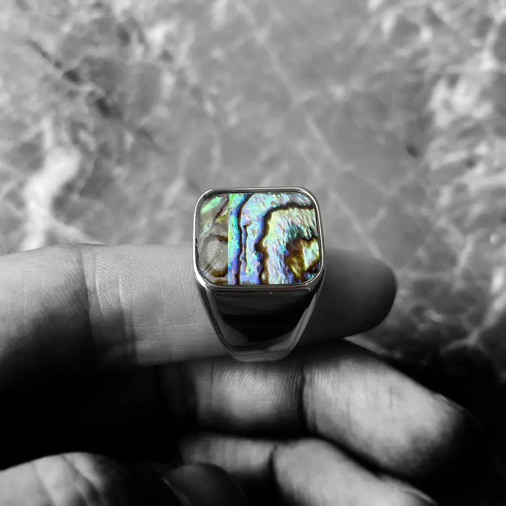 Shell Gem Stainless Steel Ring - Vrafi Jewelry
