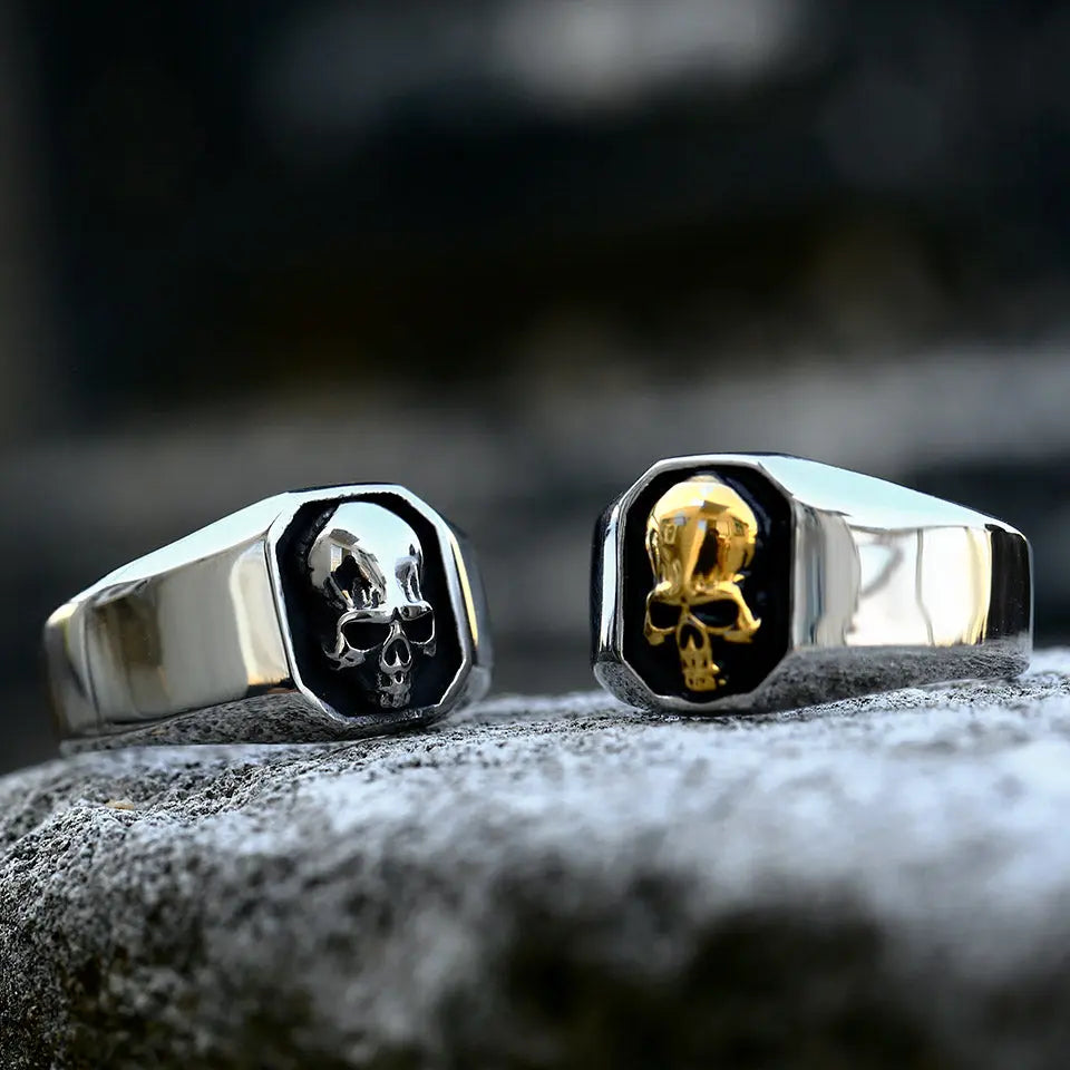 Shiny Skull Stainless Steel Ring - Vrafi Jewelry