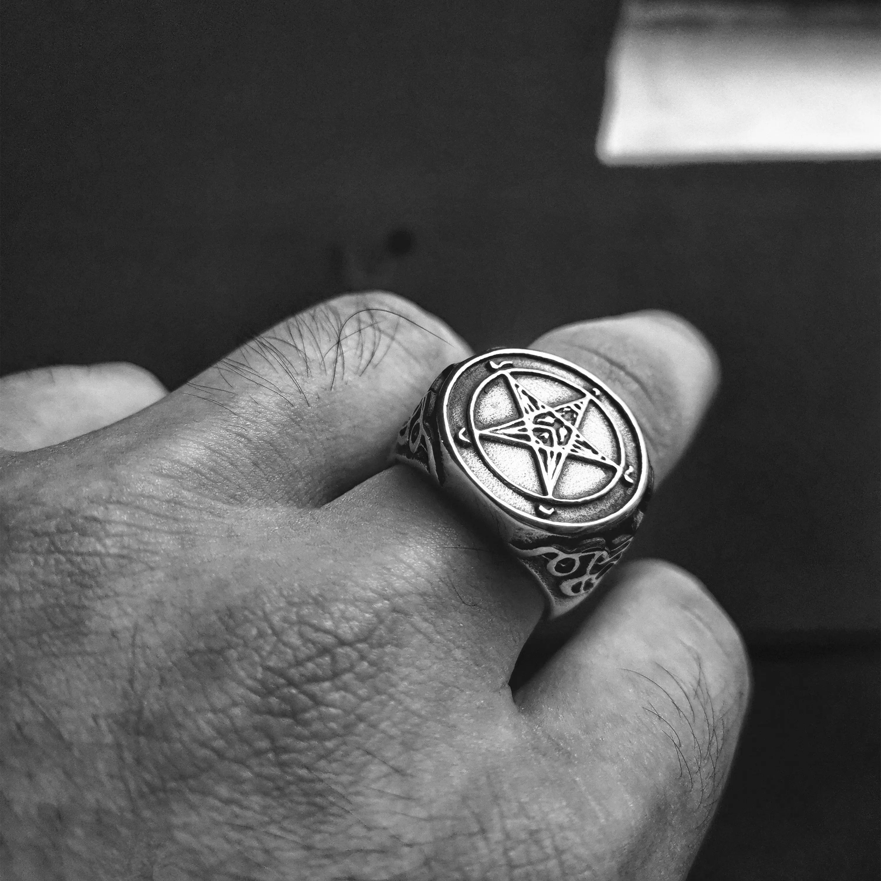 Sigil Of Baphomet Stainless Steel Satan Ring - Vrafi Jewelry