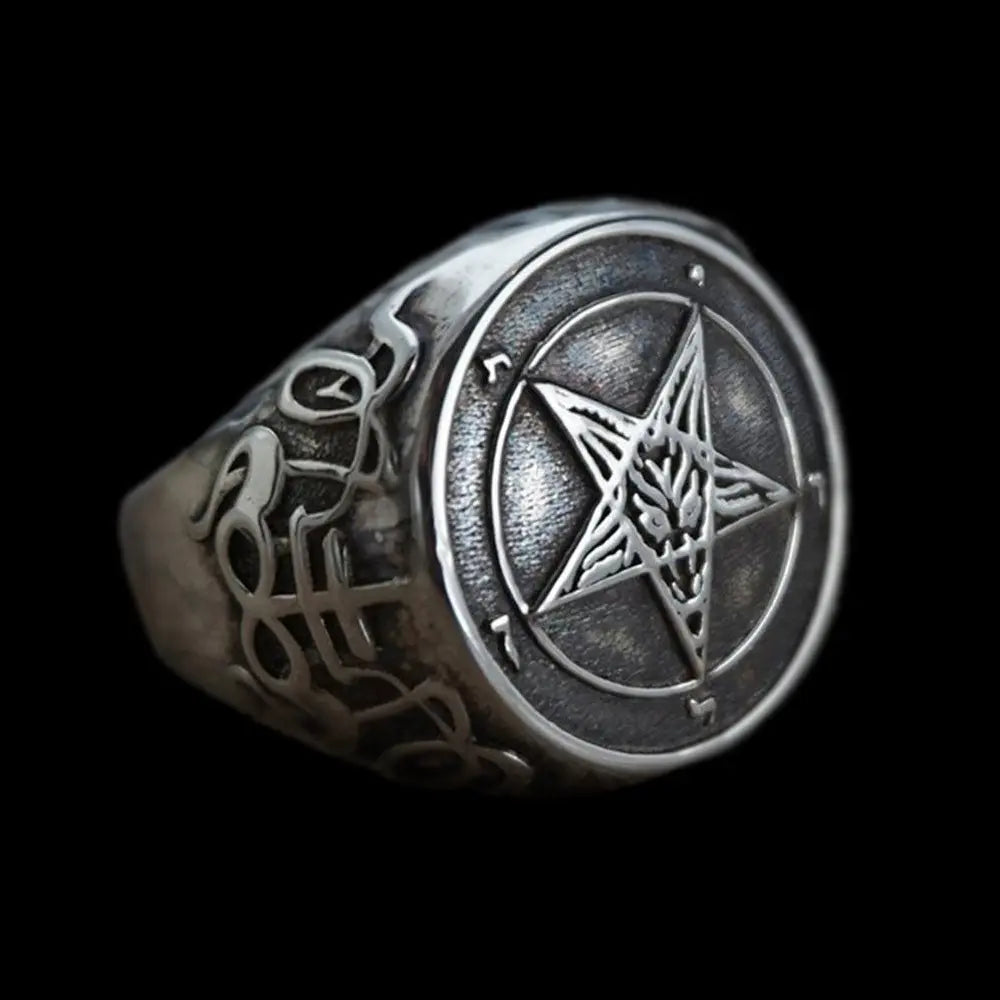 Sigil Of Baphomet Stainless Steel Satan Ring - Vrafi Jewelry