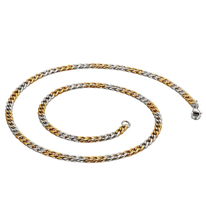 Silver Gold Mixed Color  Round Miami Cuban Link Chain VRAFI