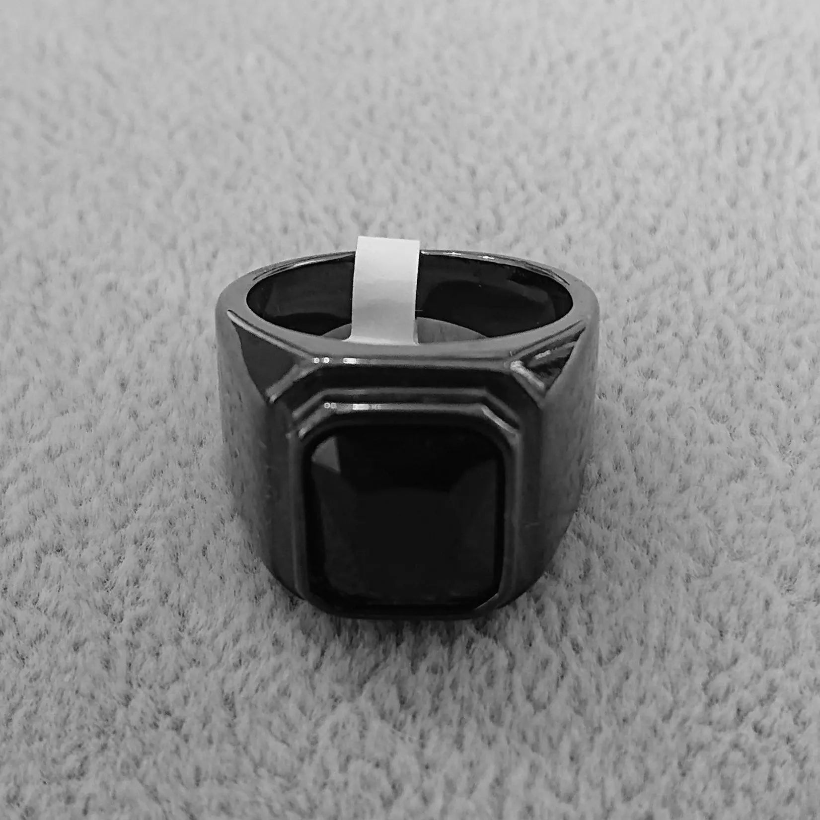 Simple Gemstone Inlaid Stainless Steel Ring - Vrafi Jewelry