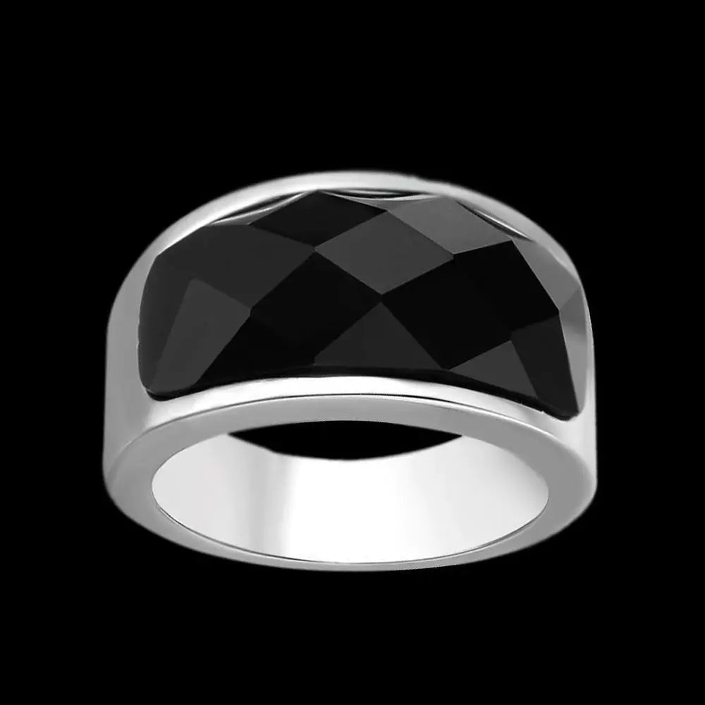 Simple Obsidian Stainless Steel Ring VRAFI