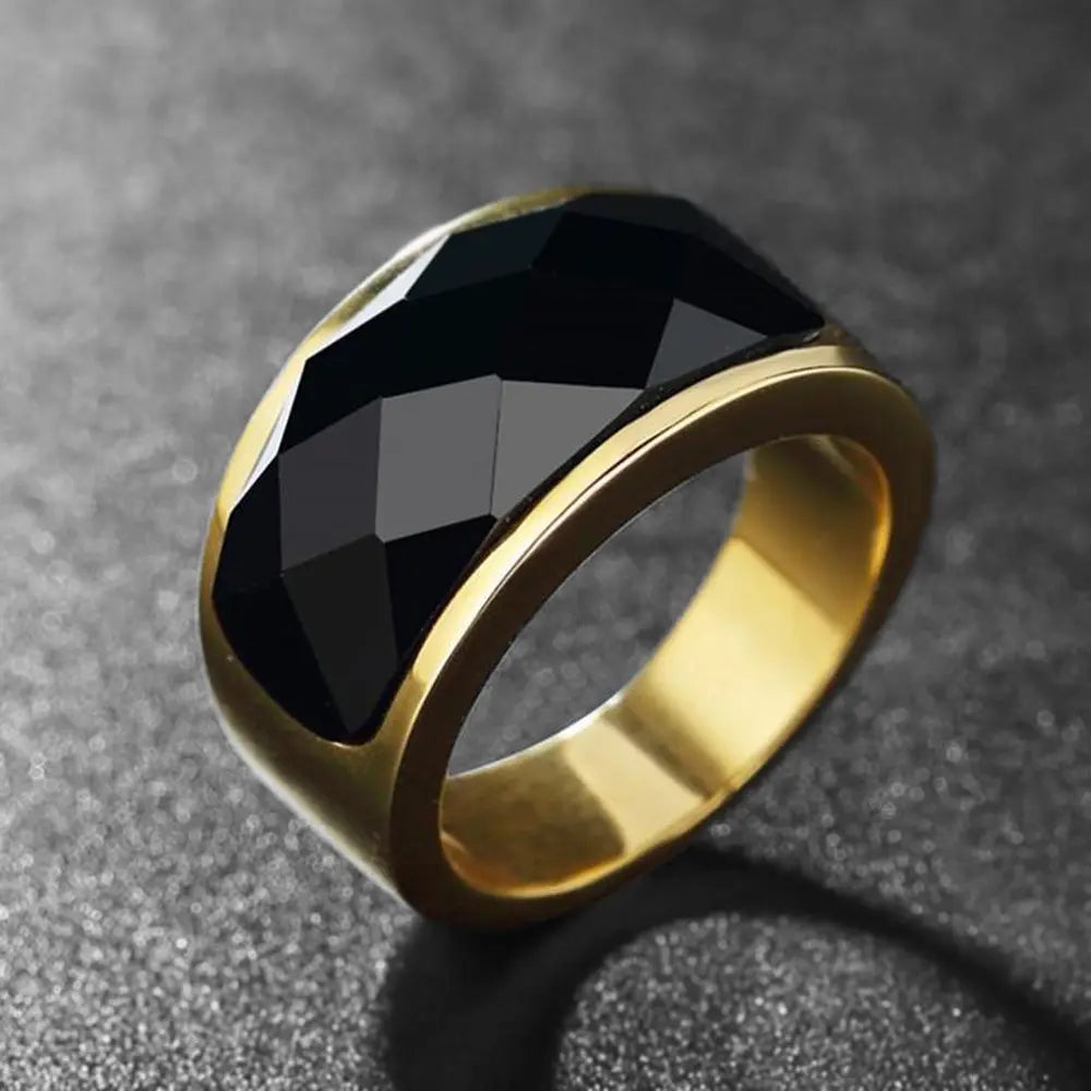 Simple Obsidian Stainless Steel Ring VRAFI