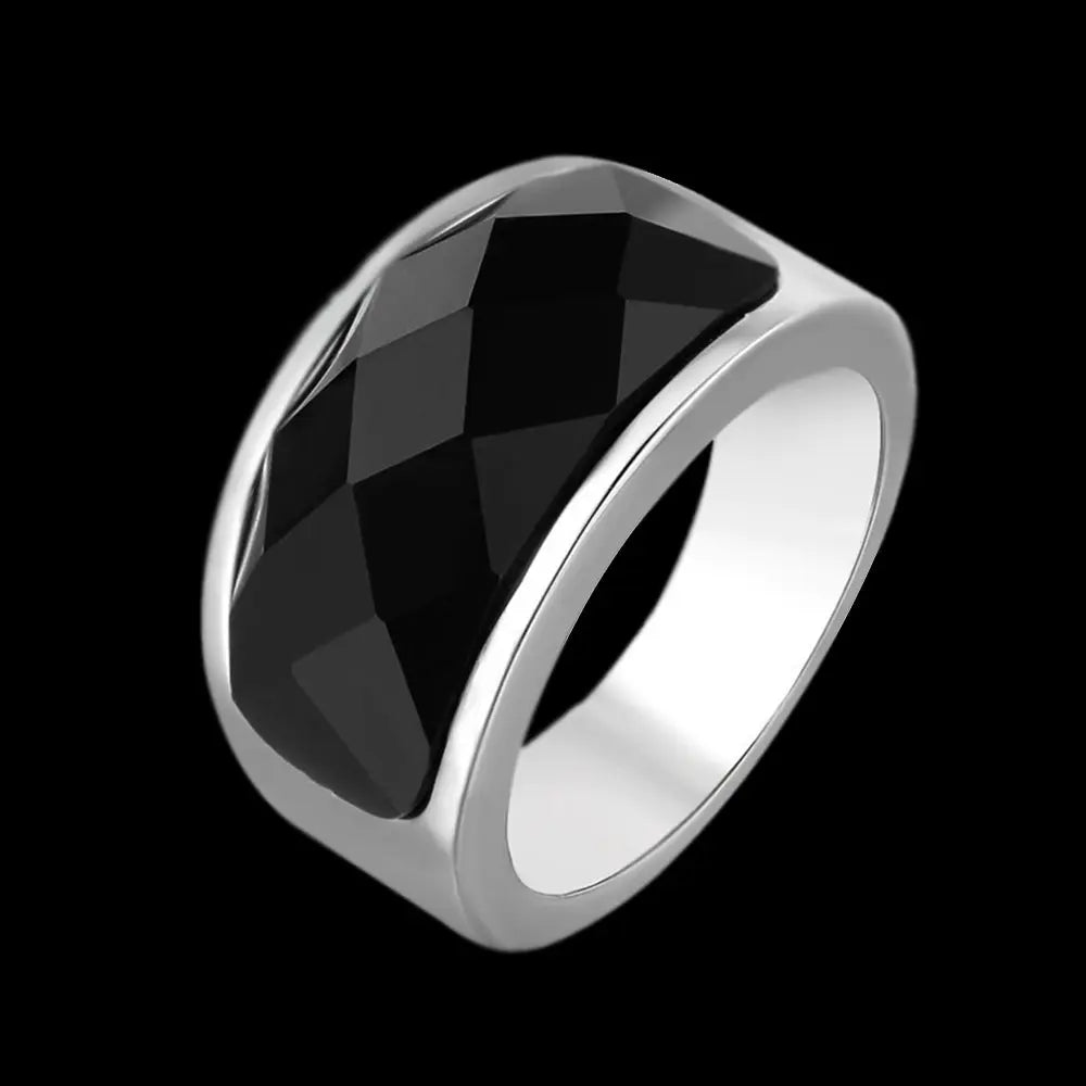 Simple Obsidian Stainless Steel Ring VRAFI