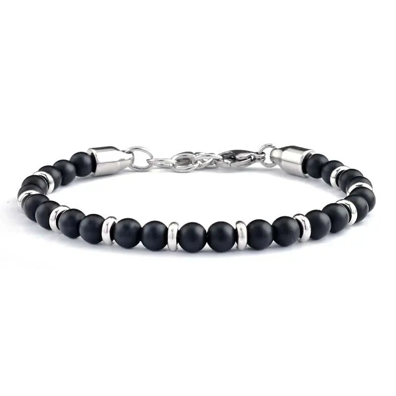 Bracelet 2024 with silver lobster claw clasp and black beads