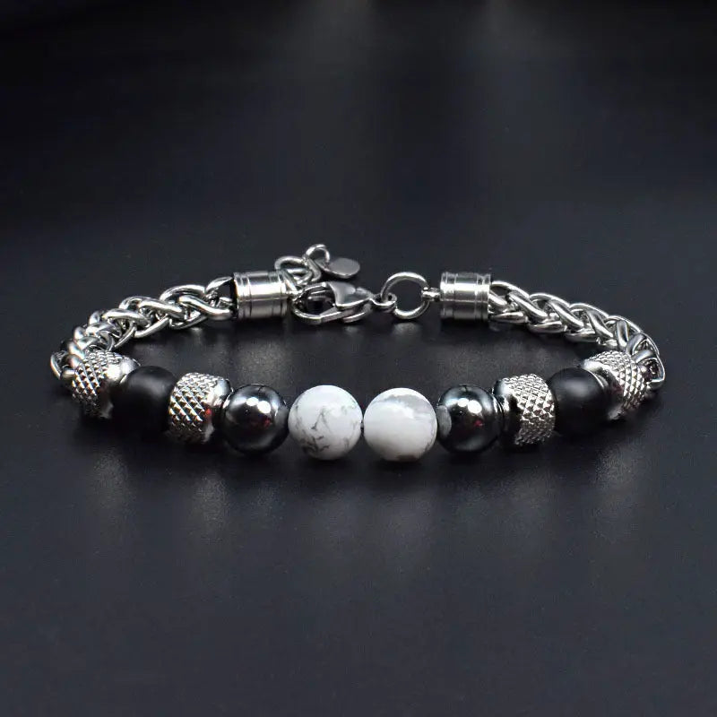 Single-row Natural Stone Bead Lobster Claw Clasp Bracelet VRAFI