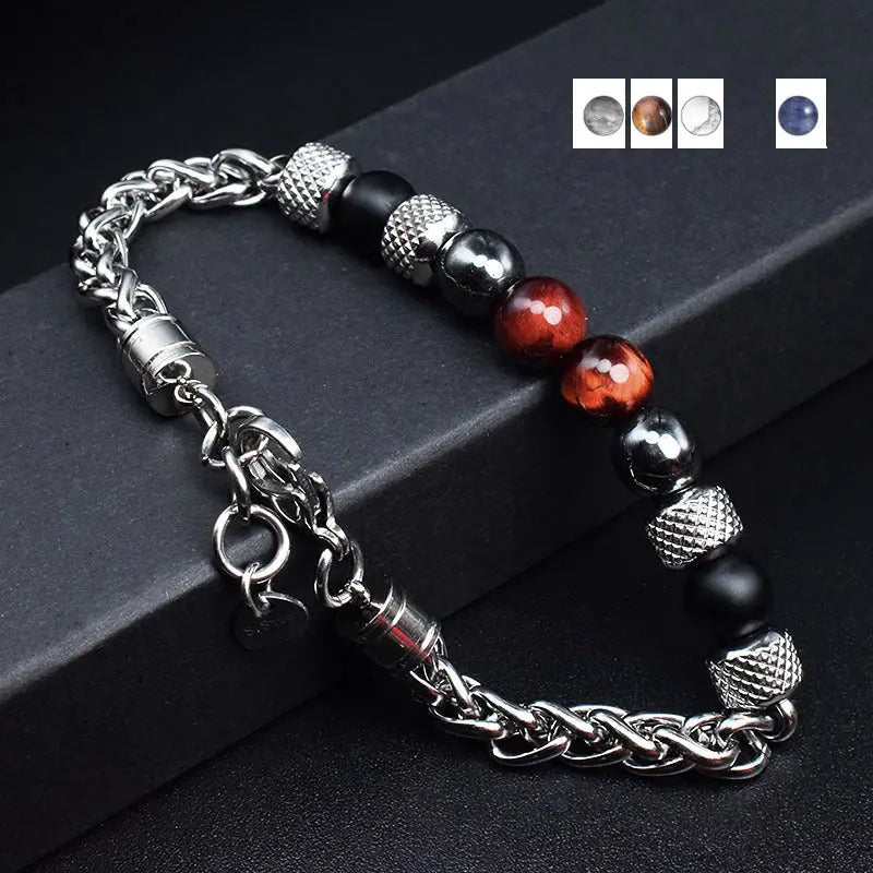 Single-row Natural Stone Bead Lobster Claw Clasp Bracelet VRAFI