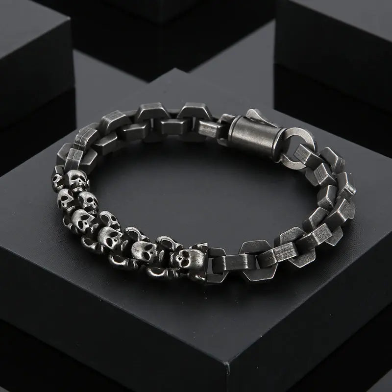 Skull Chain Link Spliced Stainless Steel Bracelet VRAFI