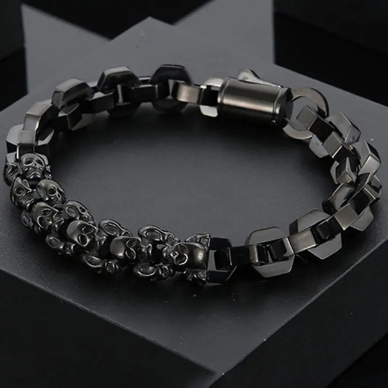 Skull Chain Link Spliced Stainless Steel Bracelet VRAFI