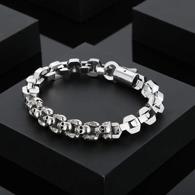 Skull Chain Link Spliced Stainless Steel Bracelet VRAFI