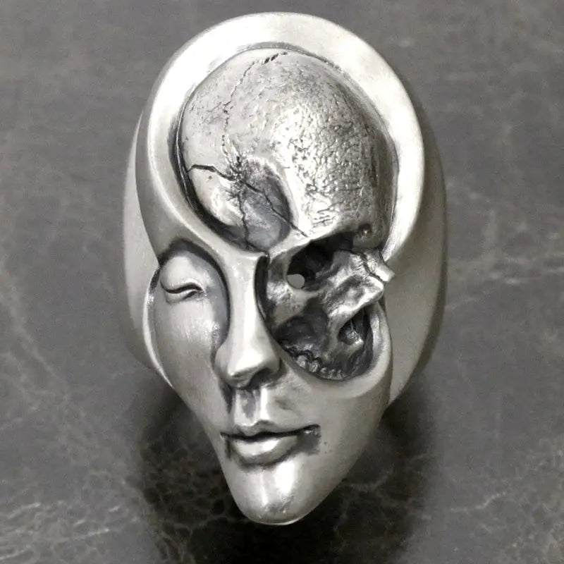 Skull In Face Stainless Steel Ring - Vrafi Jewelry
