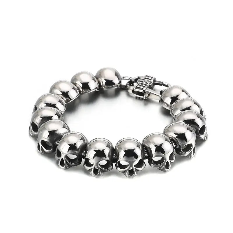 Skull Link Stainless Steel Bracelet - Vrafi Jewelry