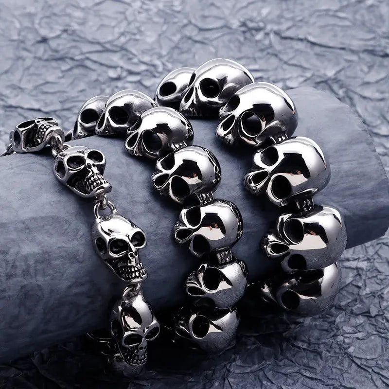 Skull Link Stainless Steel Bracelet - Vrafi Jewelry