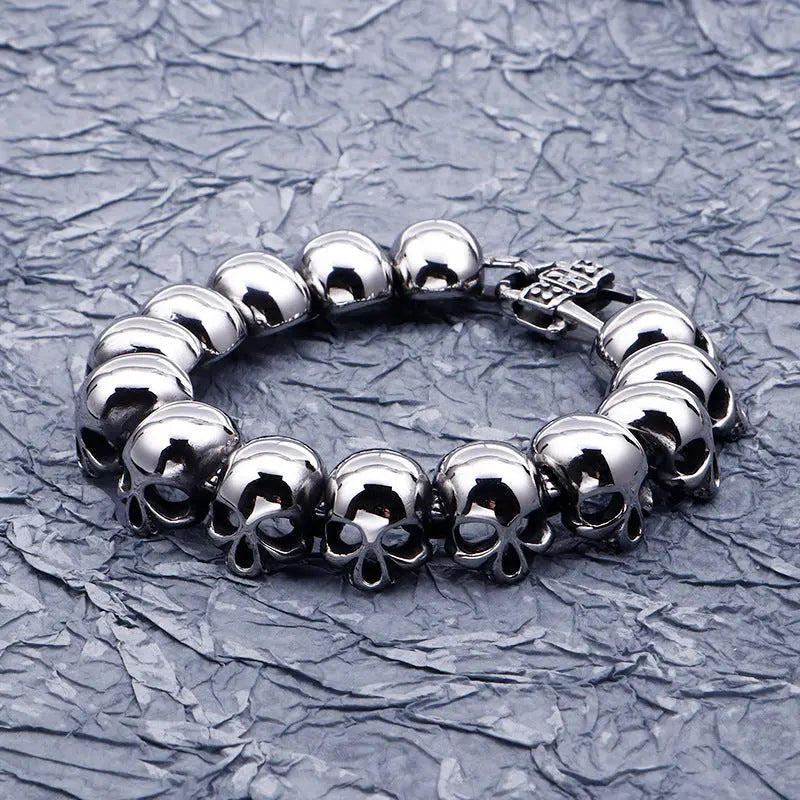 Skull Link Stainless Steel Bracelet - Vrafi Jewelry