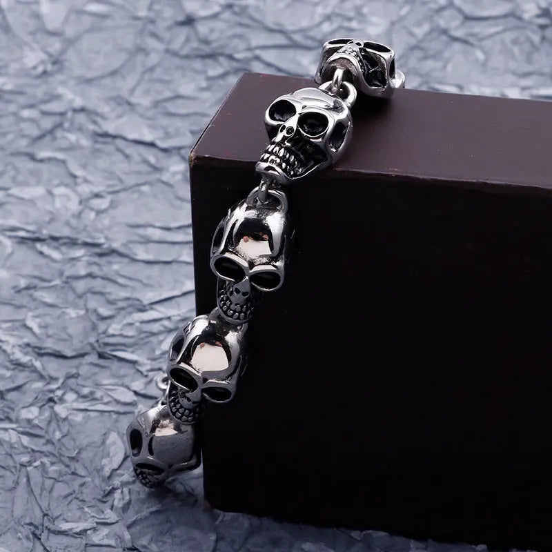 Skull Link Stainless Steel Bracelet - Vrafi Jewelry