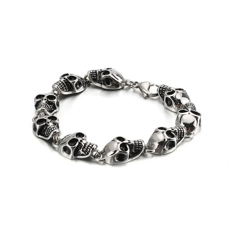 Skull Link Stainless Steel Bracelet - Vrafi Jewelry