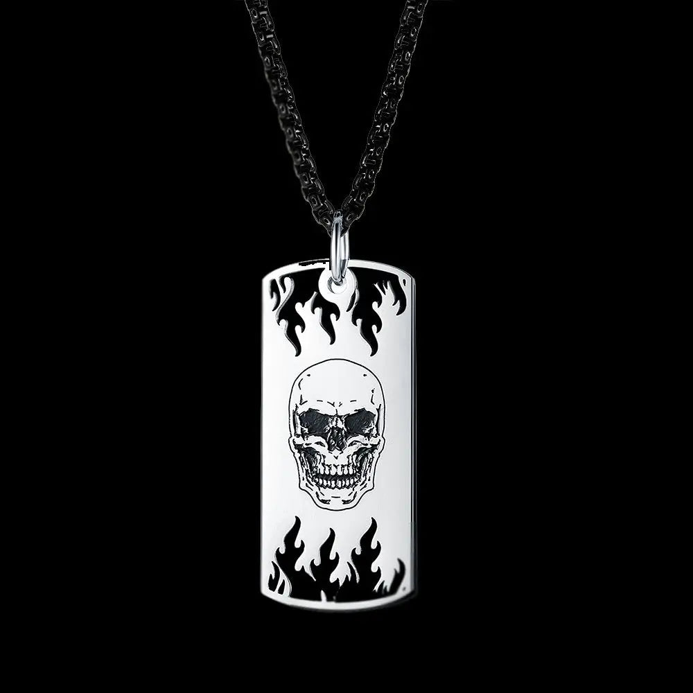 Skull flame stainless steel hip hop pendant VRAFI