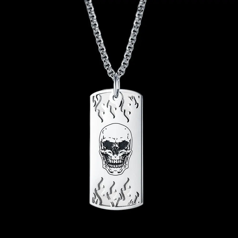 Skull flame stainless steel hip hop pendant VRAFI