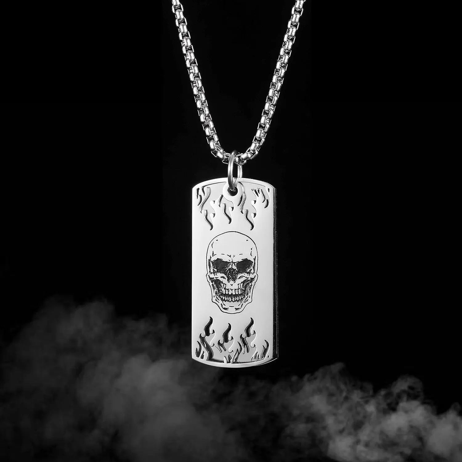 Skull flame stainless steel hip hop pendant VRAFI