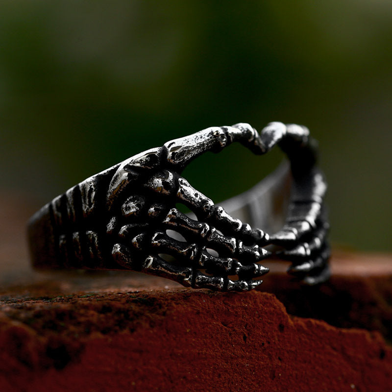 Skull Hand Bone Love Stainless Steel Ring-Vrafi Jewelry