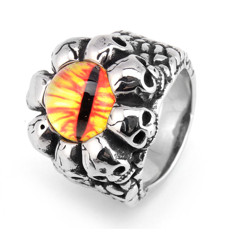 Skull Tri-color Ghost Eye Stainless Steel Ring-Vrafi Jewelry