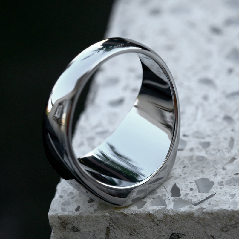 Sleek Square Gemstone Stainless Steel Ring