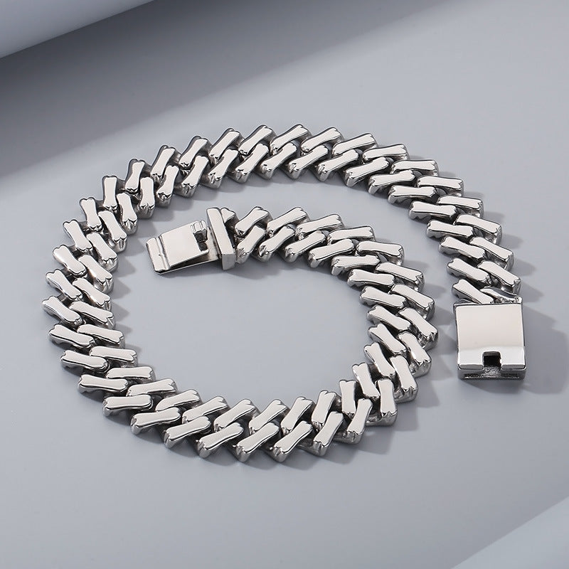 Smooth Diamond-Cut Cuban Chain Bracelet for Men