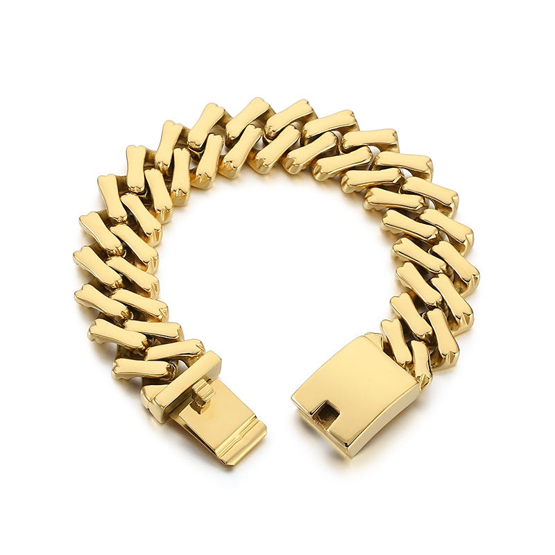 Smooth Diamond-Cut Cuban Chain Bracelet for Men