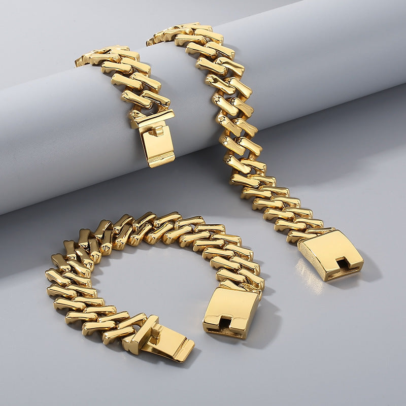 Smooth Diamond-Cut Cuban Chain Bracelet for Men