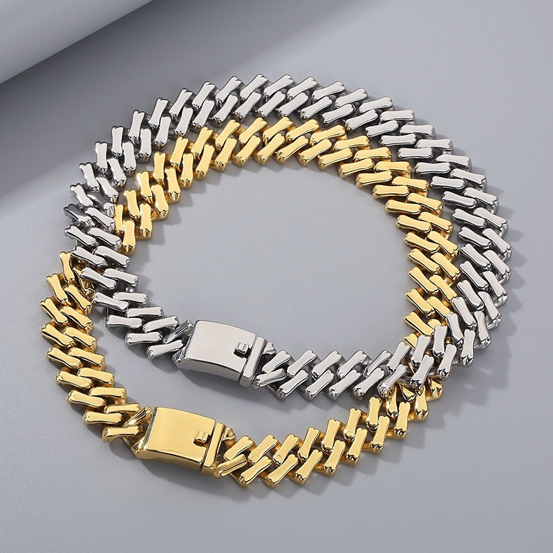 Smooth Diamond-Cut Cuban Chain Bracelet for Men