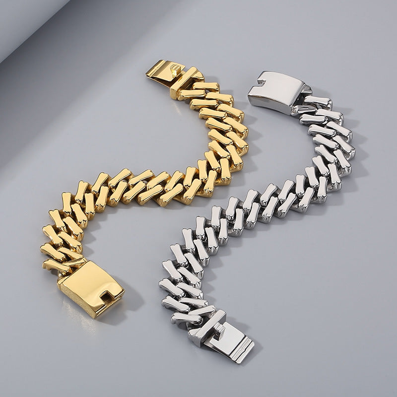 Smooth Diamond-Cut Cuban Chain Bracelet for Men
