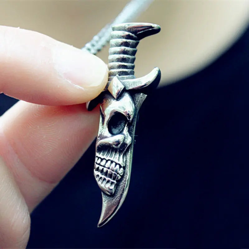 Solid Double-sided Skull Dagger Pendant VRAFI